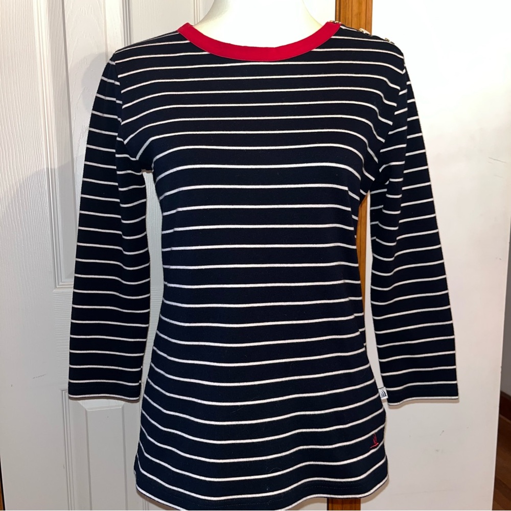 Ponant France Mariner Cotton Striped Longline Tee